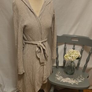 Free People Sloane Taupe Hooded Knit Sweater